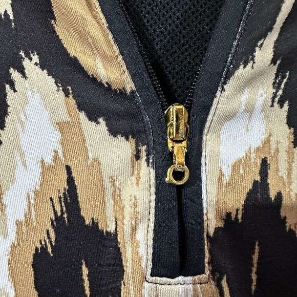 San Soleil Shirt Women XL UPF 50 Black Leopard Cheetah So Cool Zip Pullover - Picture 4 of 7